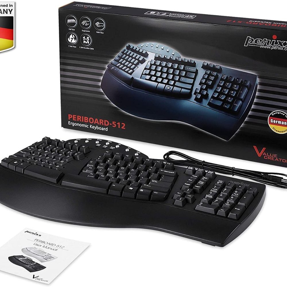 Perixx Periboard-512 Black Ergonomic Split Keyboard